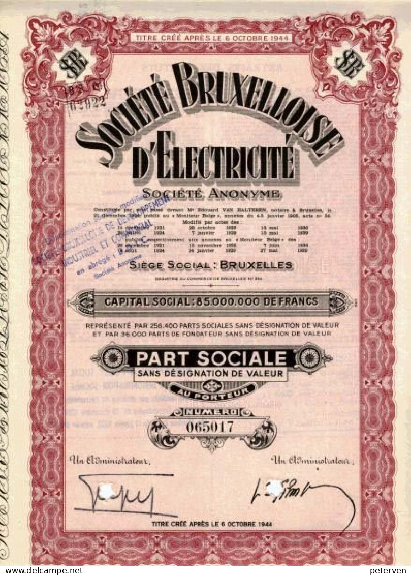 SOCIÉTÉ BRUXELLOISE D'ÉLECTRICITÉ - Electricity & Gas