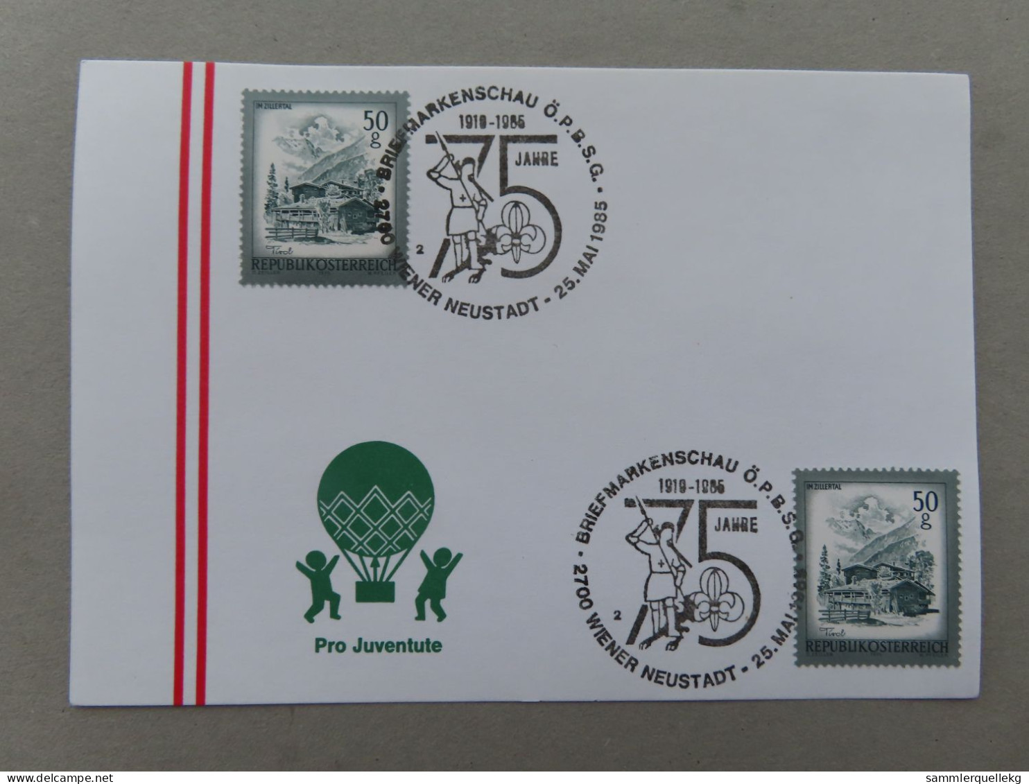 Österreich Pro Juventute - Mit Sonderstempel 25. Mai. 1985, Wiener Neustadt, Briefmarkenschau (Nr.1352) - Andere & Zonder Classificatie