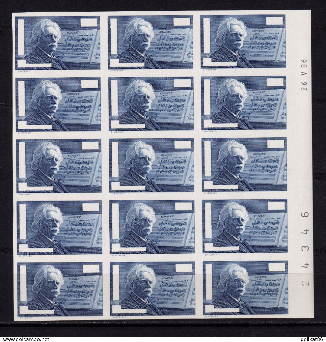 Test Booklet, Test Stamp, Specimen, Pureba Edvard Grieg 1986 - Proofs & Reprints