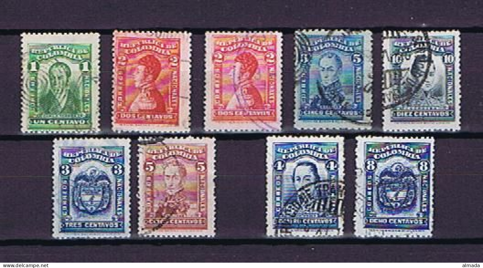 Kolumbien,  Colombia 1917-1926: 9 Used Stamps, 9 Marken Gestempelt - Colombie