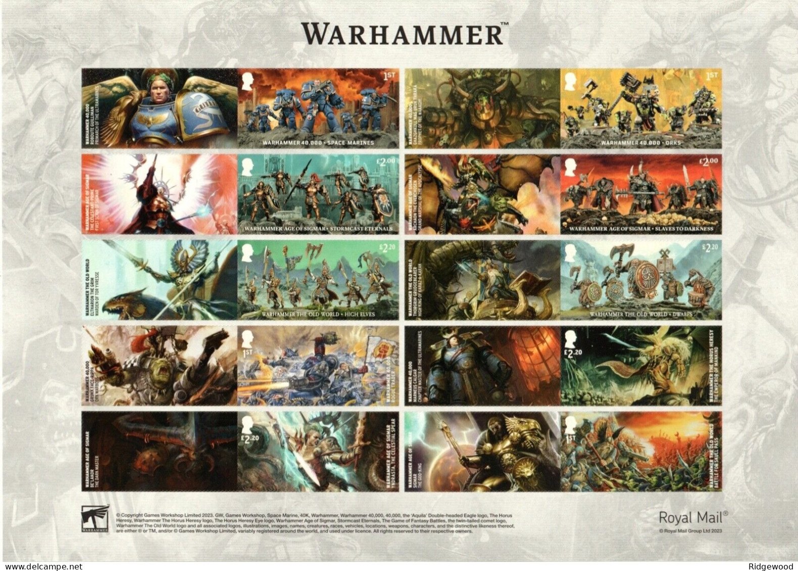 GB 2023 Warhammer Collector / Smilers Sheet (GS154/LS152) - Francobolli Personalizzati