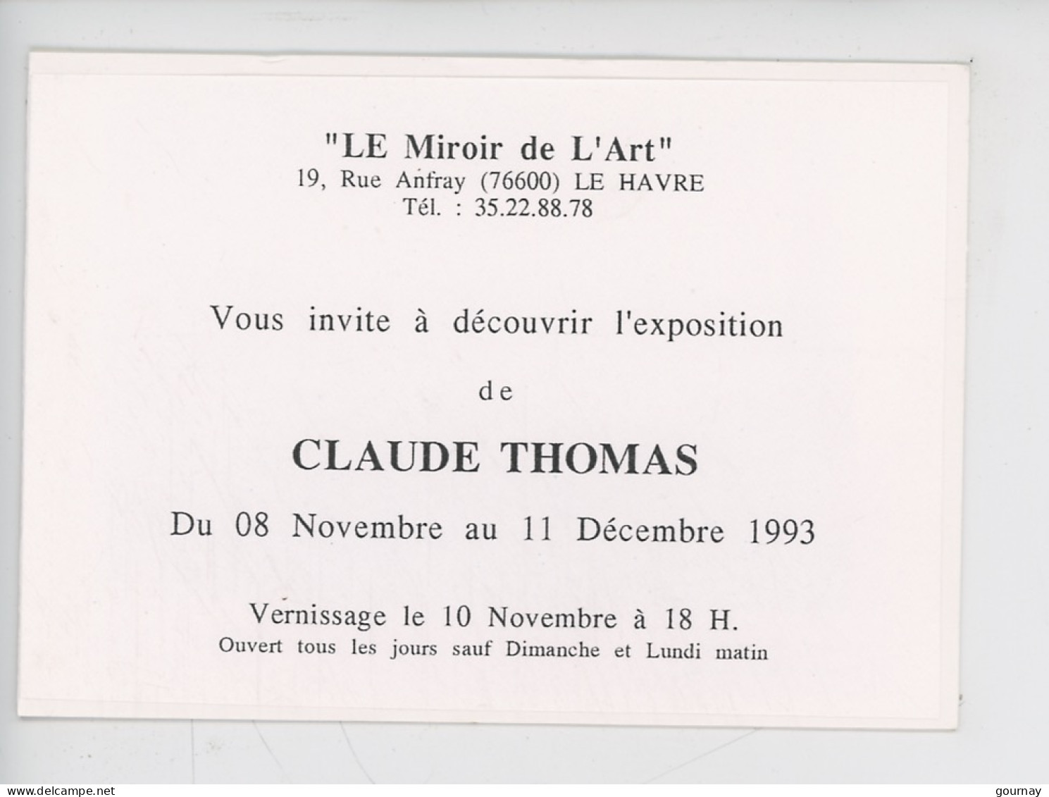 Le Havre - Claude Thomas Peintre Né En 1932 - Expo 1993 Le Miroir De L'art (cp Double) - Hafen