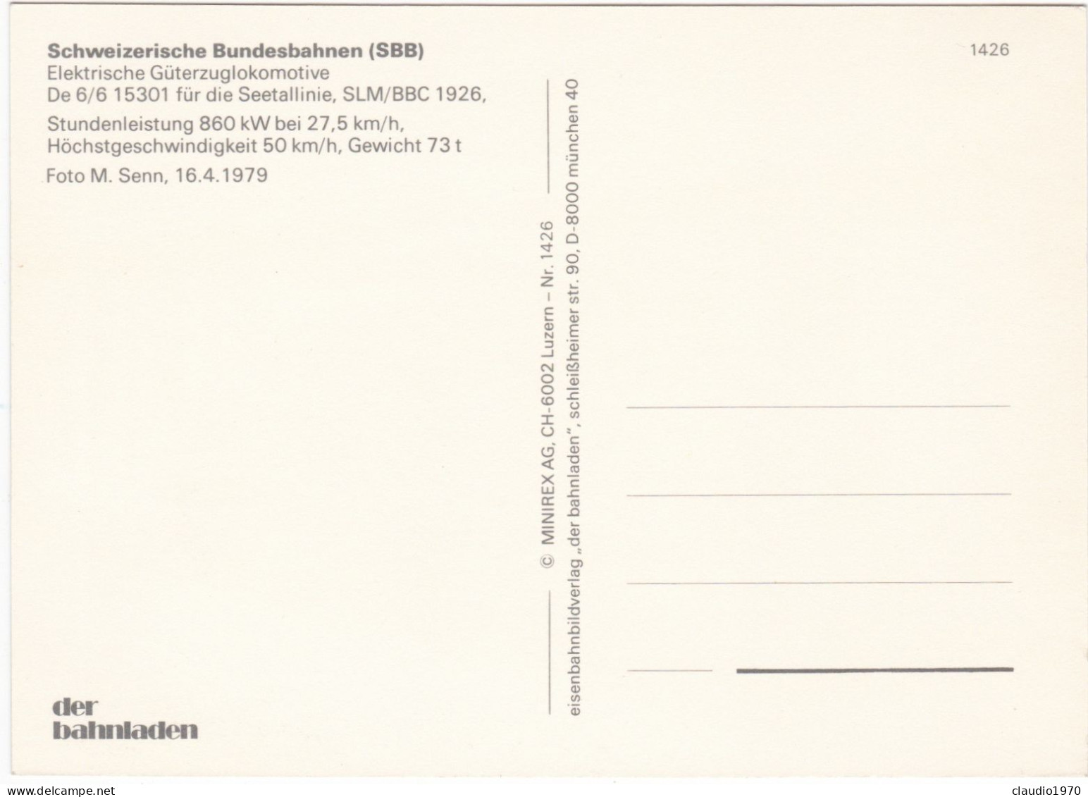 TEMATICA - SVIZZERA -  CARTOLINA - FERROVIA - - Altri & Non Classificati