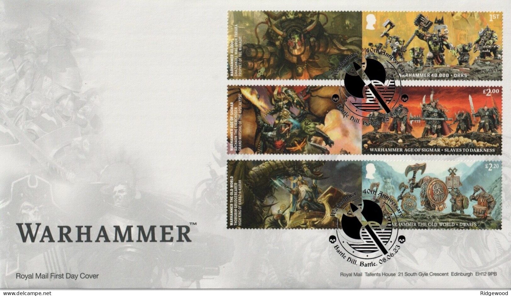 GB 2023 Warhammer Collector / Smilers Sheet First Day Covers (4) - 2021-... Ediciones Decimales