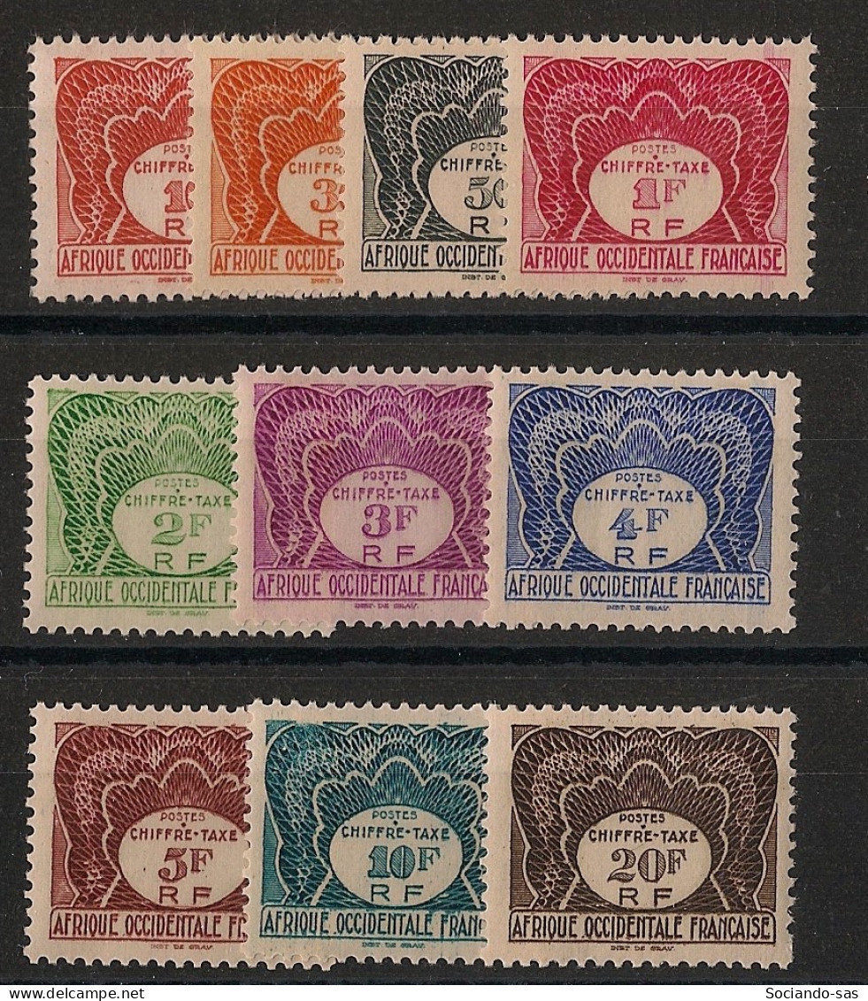 AOF - 1947 - Taxe TT N°YT. 1 à 10 - Série Complète - Neuf Luxe ** / MNH / Postfrisch - Unused Stamps