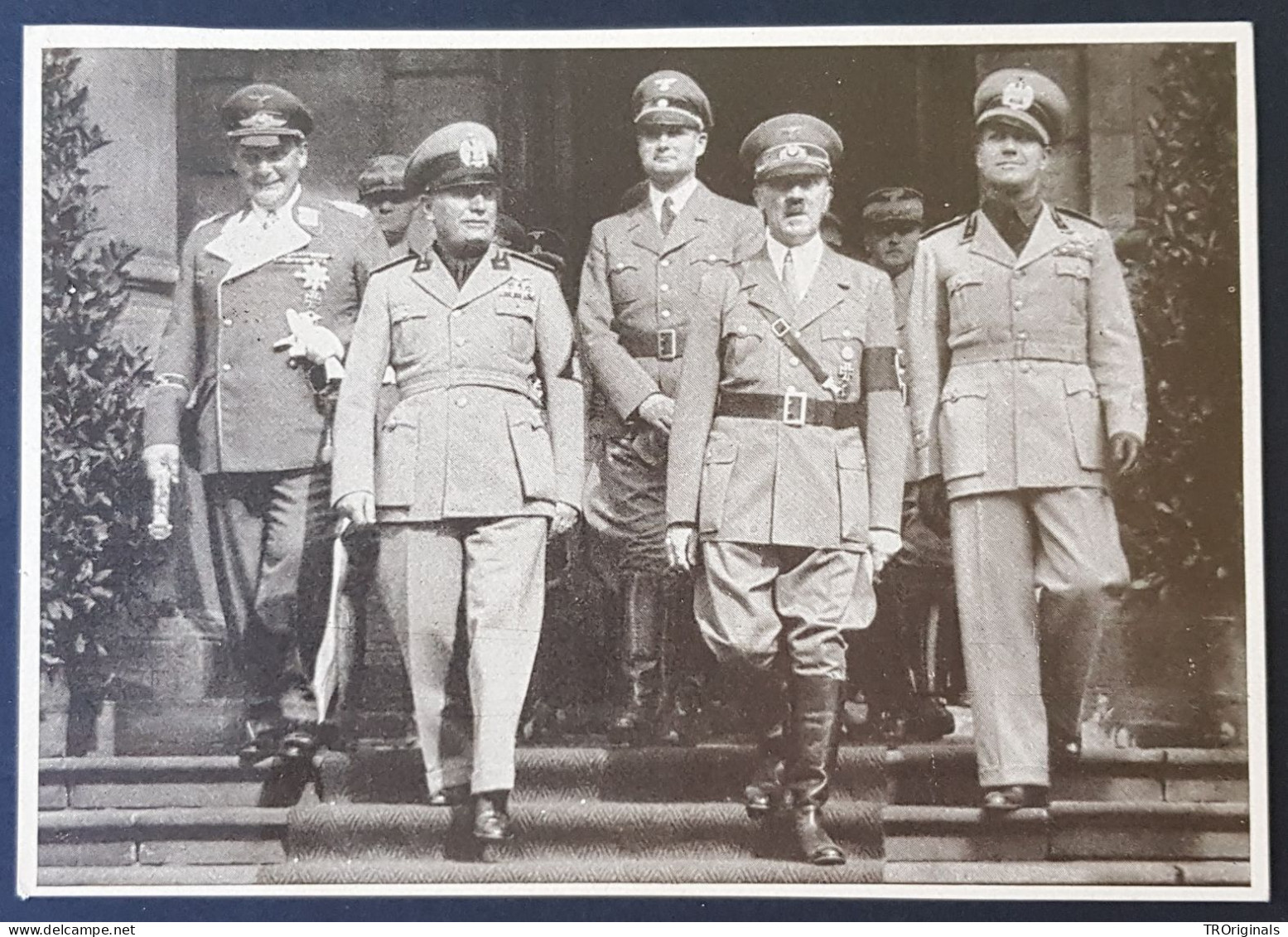 GERMANY THIRD 3rd REICH ORIGINAL POSTCARD MUSSOLINI HITLER GORING CIANO AXIS MEETING MUNICH - Guerra 1939-45
