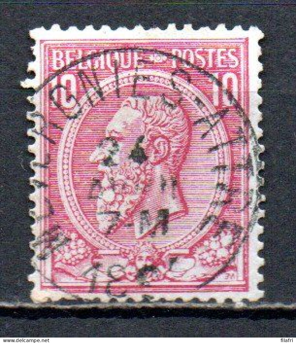 46 Gestempeld MEVERGNIES - ATTRE - COBA 8 Euro - 1884-1891 Leopoldo II