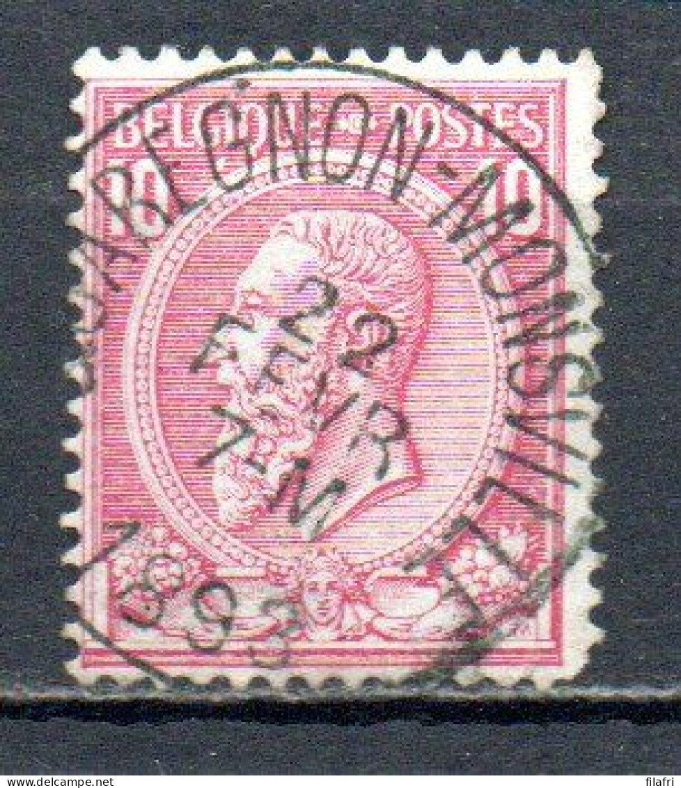 46 Gestempeld QUAREGNON - MONSVILLE - COBA 8 Euro - 1884-1891 Leopoldo II