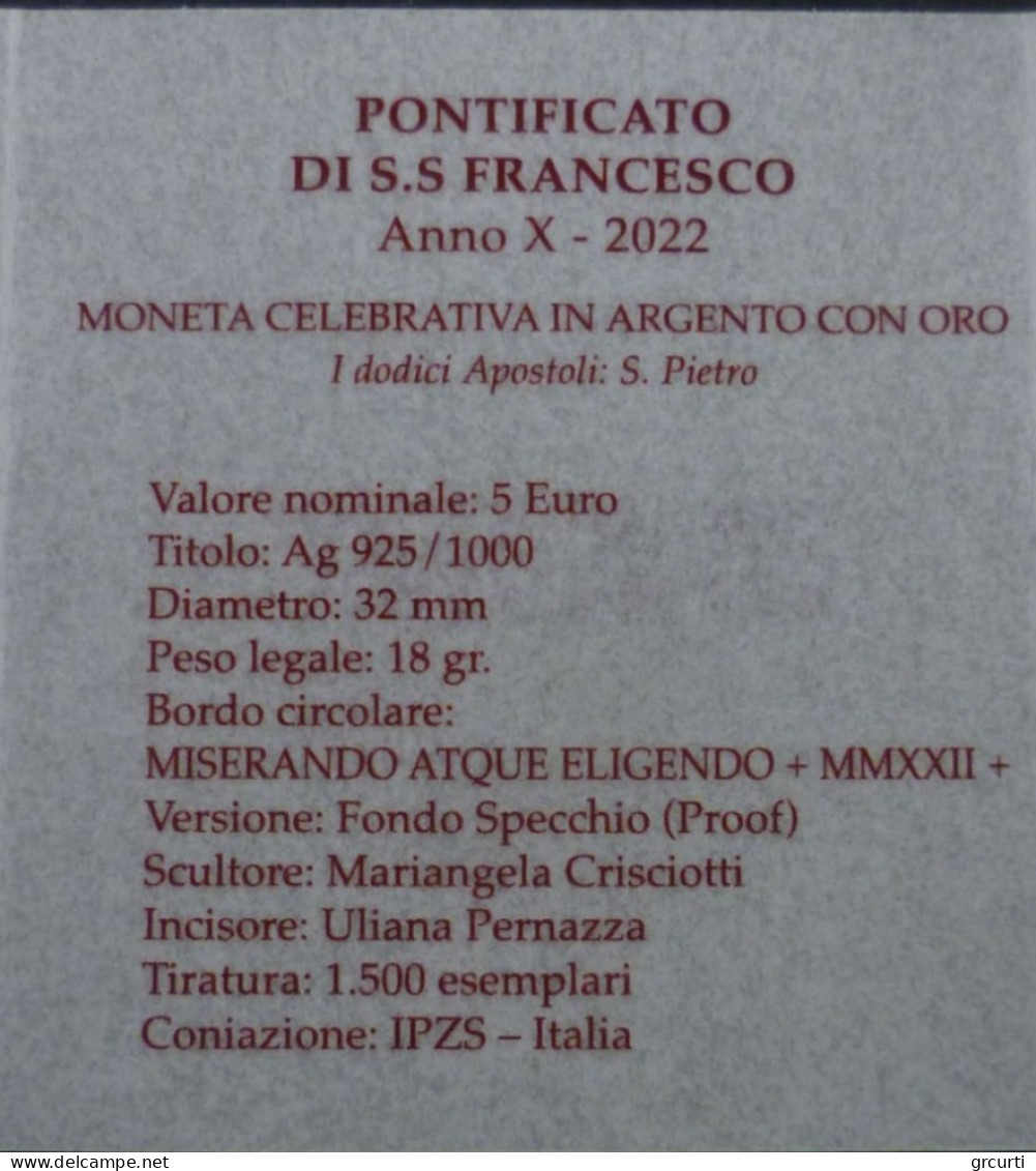 Vaticano - 5 Euro 2022 - 50° Anniversario Dell'Associazione SS. Pietro E Paolo - UC# 304 - Vatican