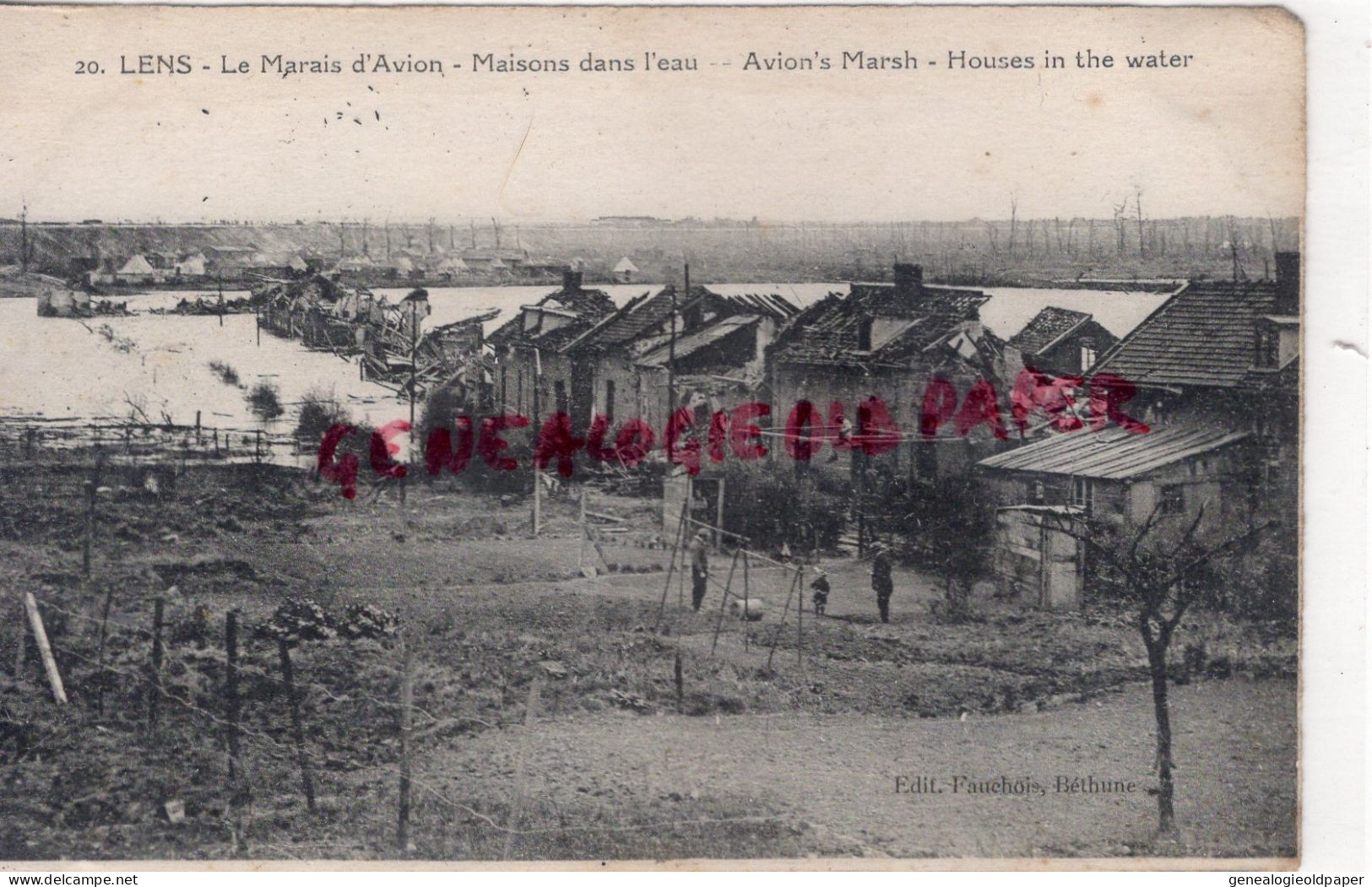 62- LENS- LE MARAIS D' AVION  MAISON DANS L' EAU - GUERRE 1914-1918 - Lens