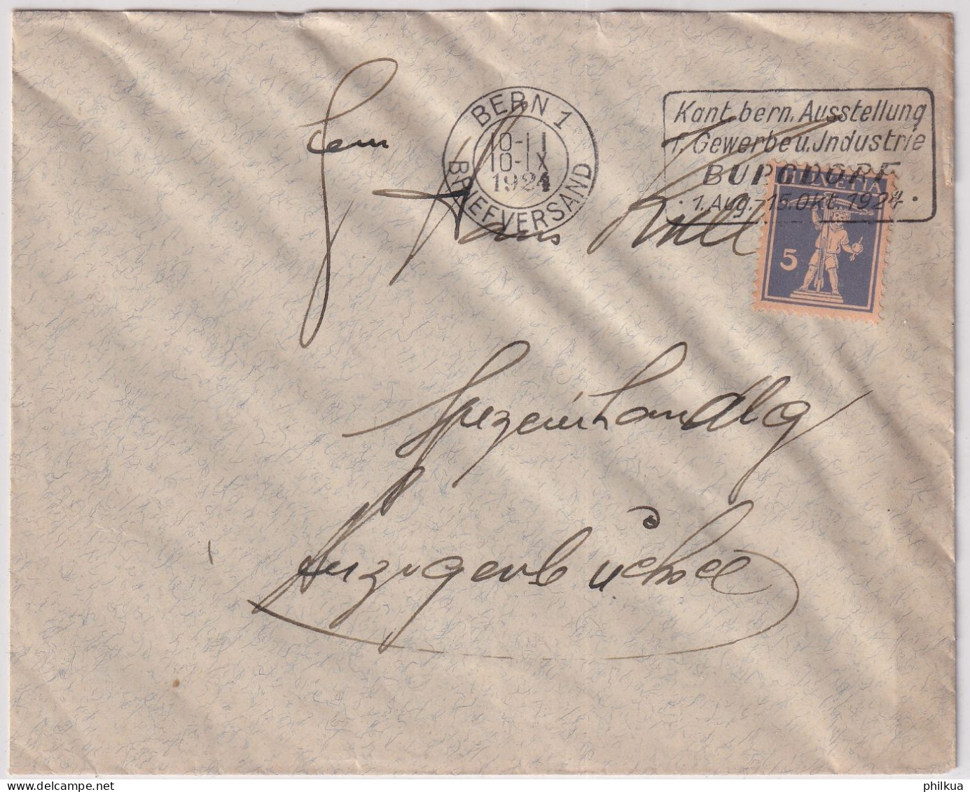 Zum. 157 / MiNr. 163x Auf Brief Mit Werbeflagge KANT. BERN AUSSTELLUNG GEWERBE U. INDUSTRIE BURGSORF 1924 - Covers & Documents