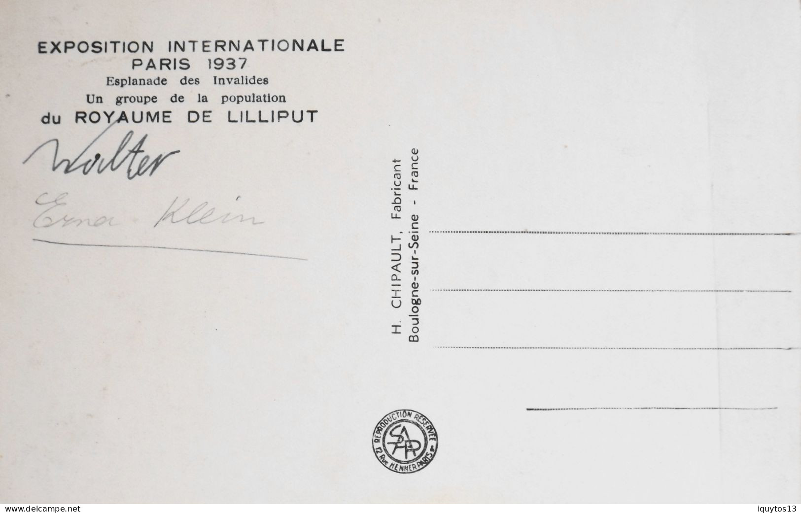 CPA. - Exposition Internat. Paris 1937 - Esplanade Des Invalides - Un Groupe De La Population Du ROYAUME De LILLIPUT - Ausstellungen