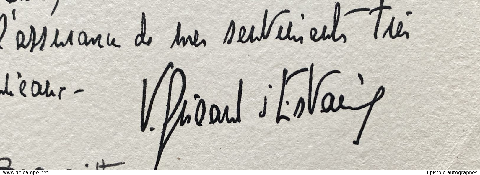 Valéry GISCARD D’ESTAING – Lettre Autographe Signée – Anniversaire élection Présidentielle 1975 - Personnages Historiques