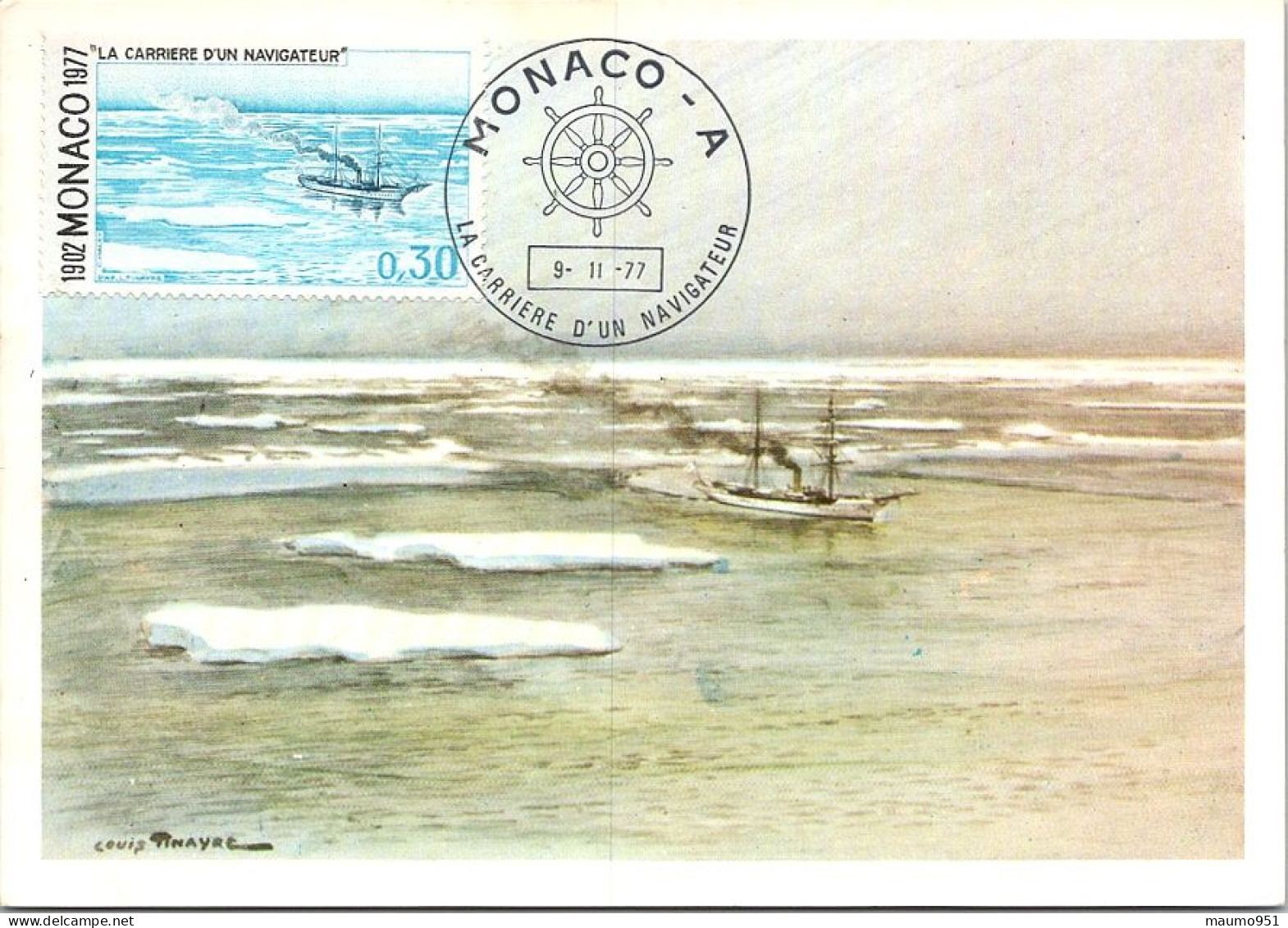 CARTE MARINE NAVIRE - Carrière D'un Navigateur - Carte Philatélique Avec Timbre Monaco 1977 - Andere & Zonder Classificatie