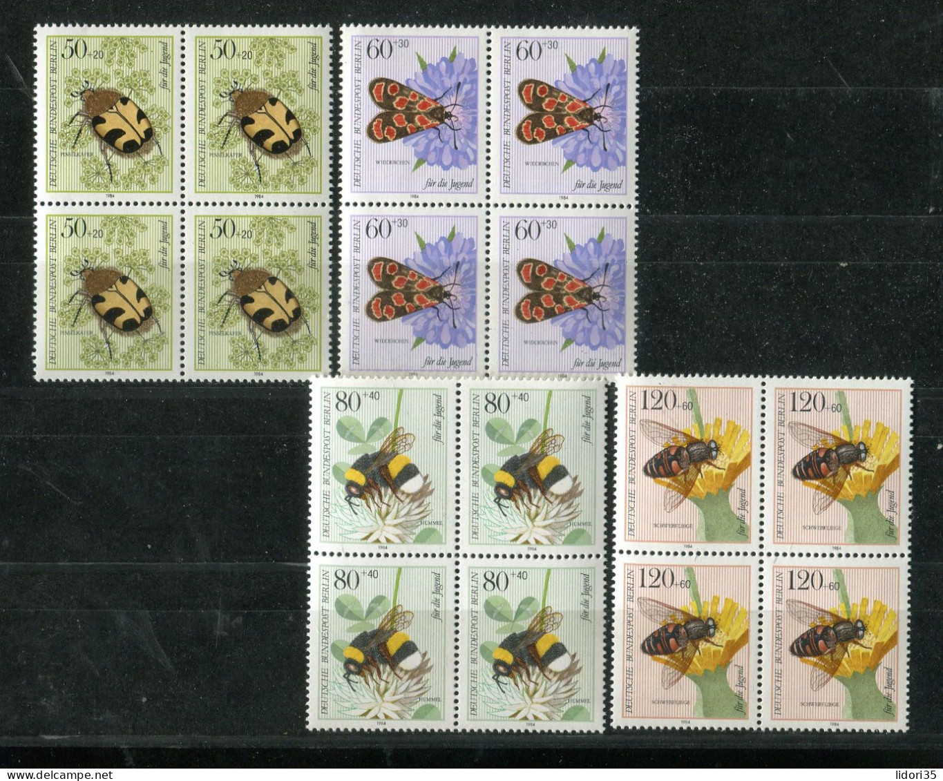"BERLIN" 1984, Mi. 712-715 "Insekten" 4er-Blocks ** (L1189) - Unused Stamps