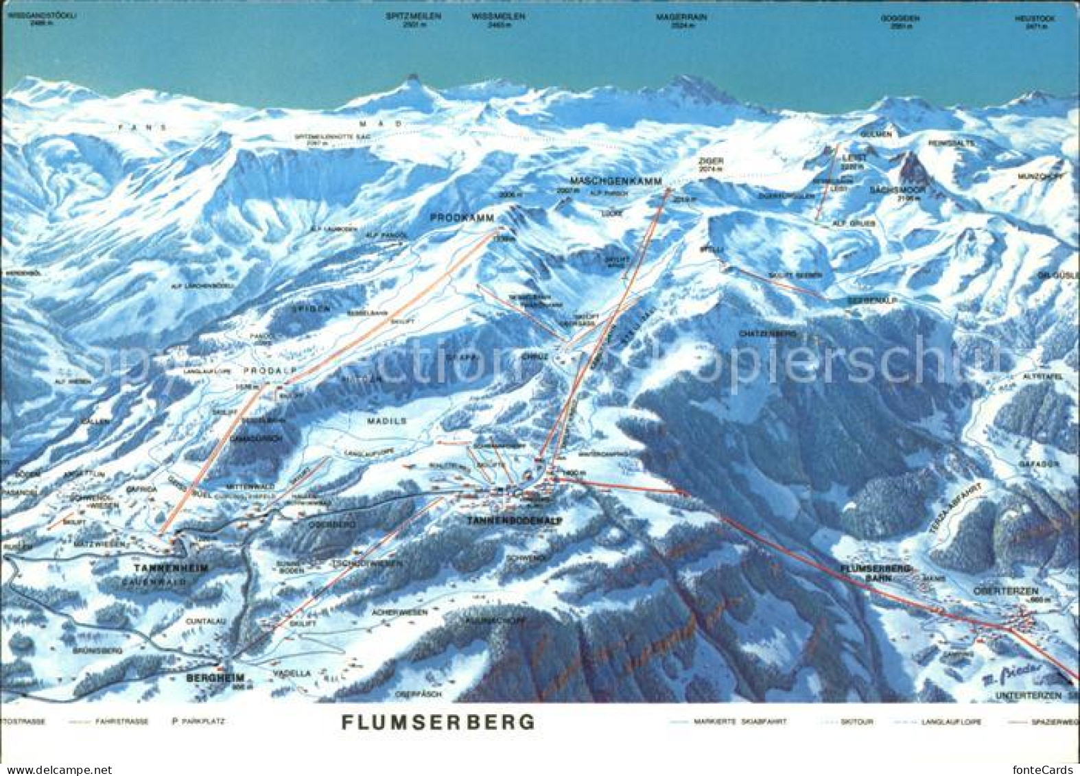 11701781 Flumserberg Bergheim Fliegeraufnahme Panoramakarte Bergheim - Andere & Zonder Classificatie