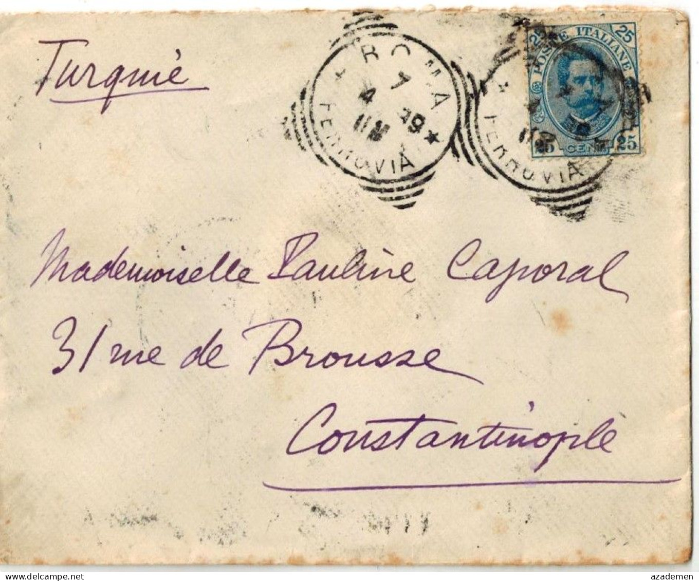 Lettre Pour La Turquie, 1889 - Marcophilia