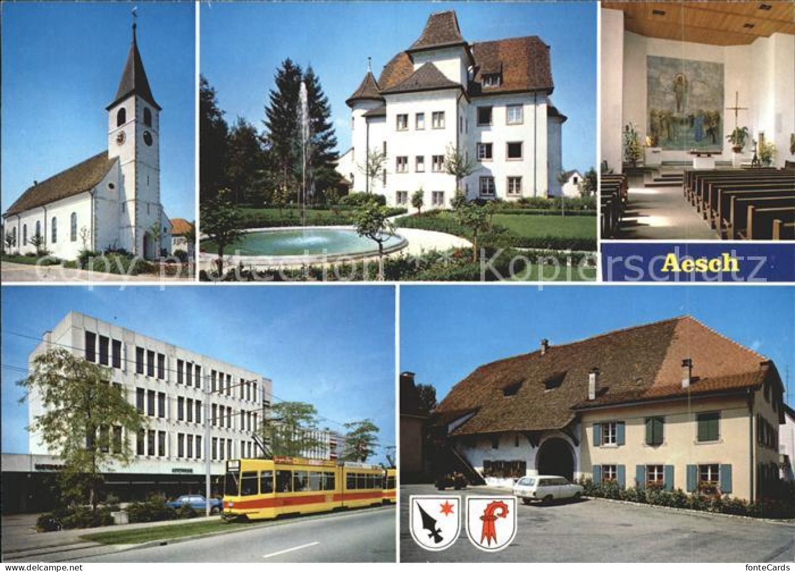 11701640 Aesch BL Kirche Inneres Schloss Strassenpartie Gutshof Aesch BL - Otros & Sin Clasificación