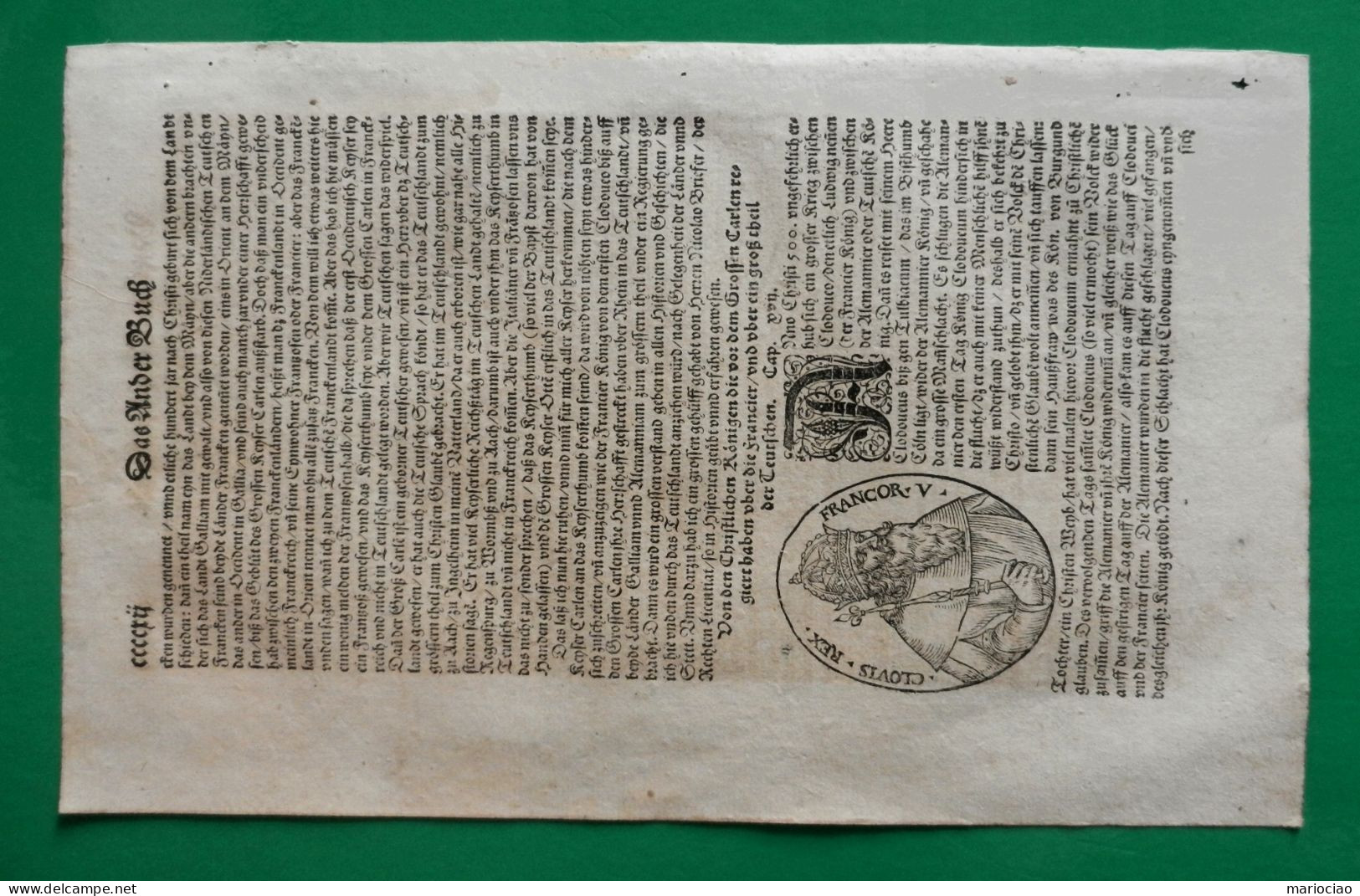 ST-FR Clovis Premier Roi De France Cosmographia Universalis Par Sebastian Münster 1550 - Estampas & Grabados