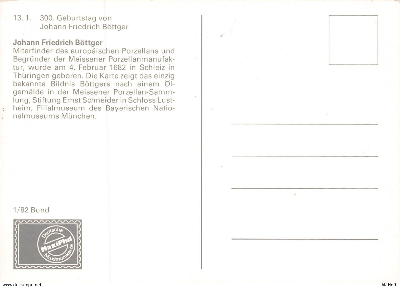 Deutsche MaxiPhil Maximumkarte - 300. Geburtstag Von Johann Friedrich Böttger - 1981-2000
