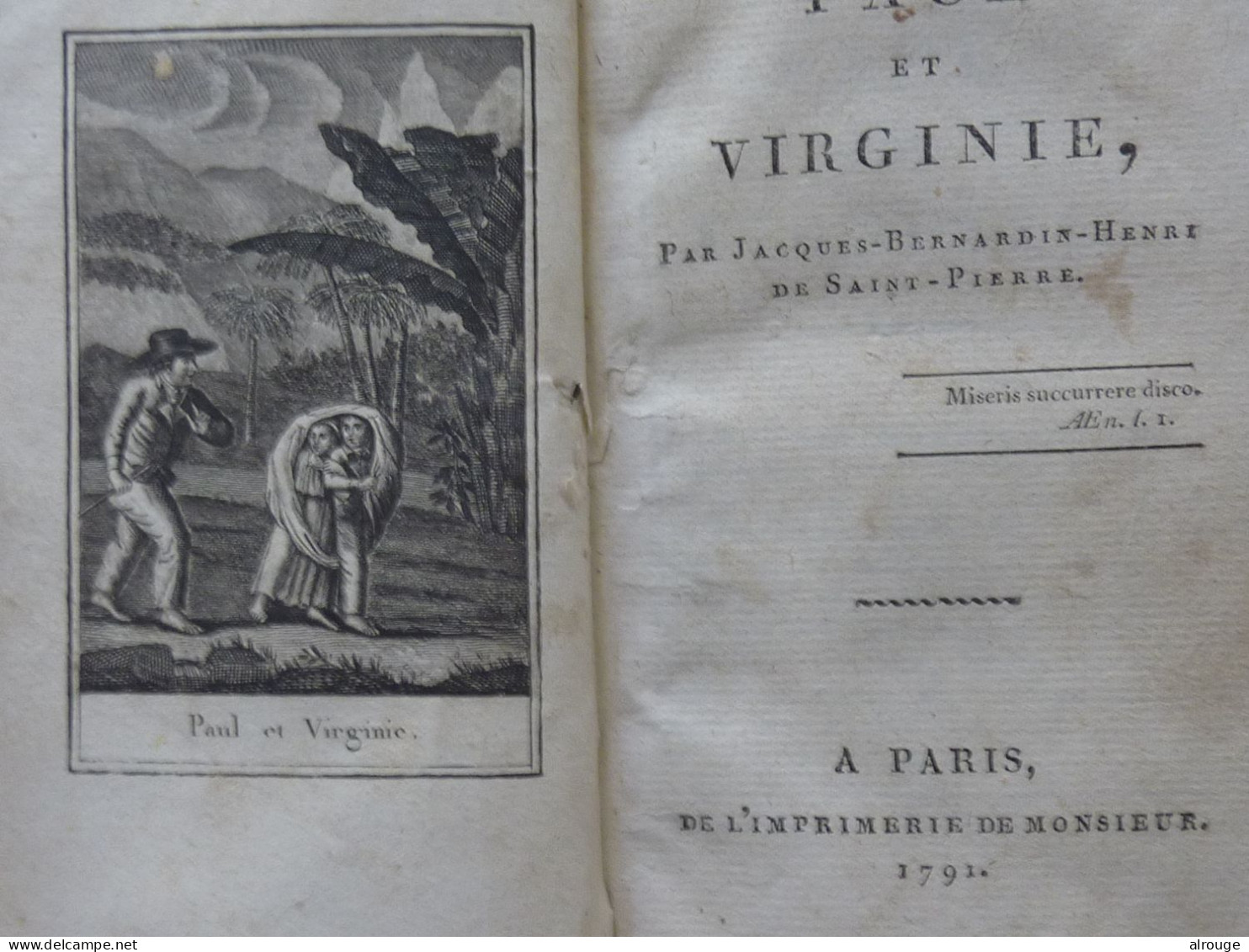 Paul Et Virginie Par Jacques-Bernardin-Henri De Saint-Pierre, 1791, Frontispice - 1701-1800
