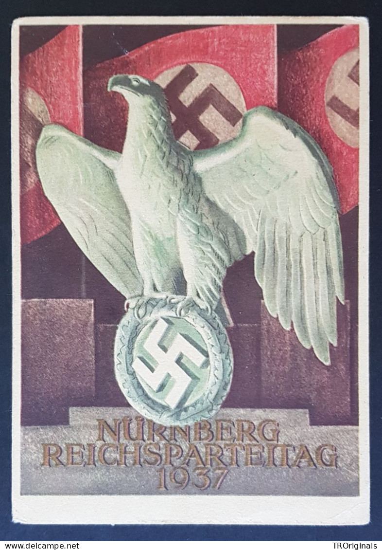 GERMANY THIRD 3rd REICH ORIGINAL POSTCARD NÜRNBERG RALLY 1937 IMPERIAL EAGLE - Oorlog 1939-45