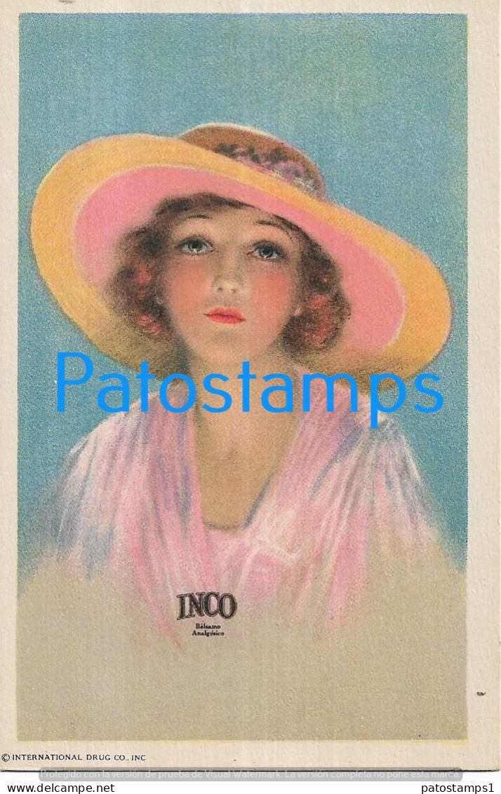 228222 ARGENTINA  ART ARTE WOMAN WITH A HAT PUBLICITY INCO BALSAMO ANALGESICO NO POSTAL POSTCARD - Argentinië