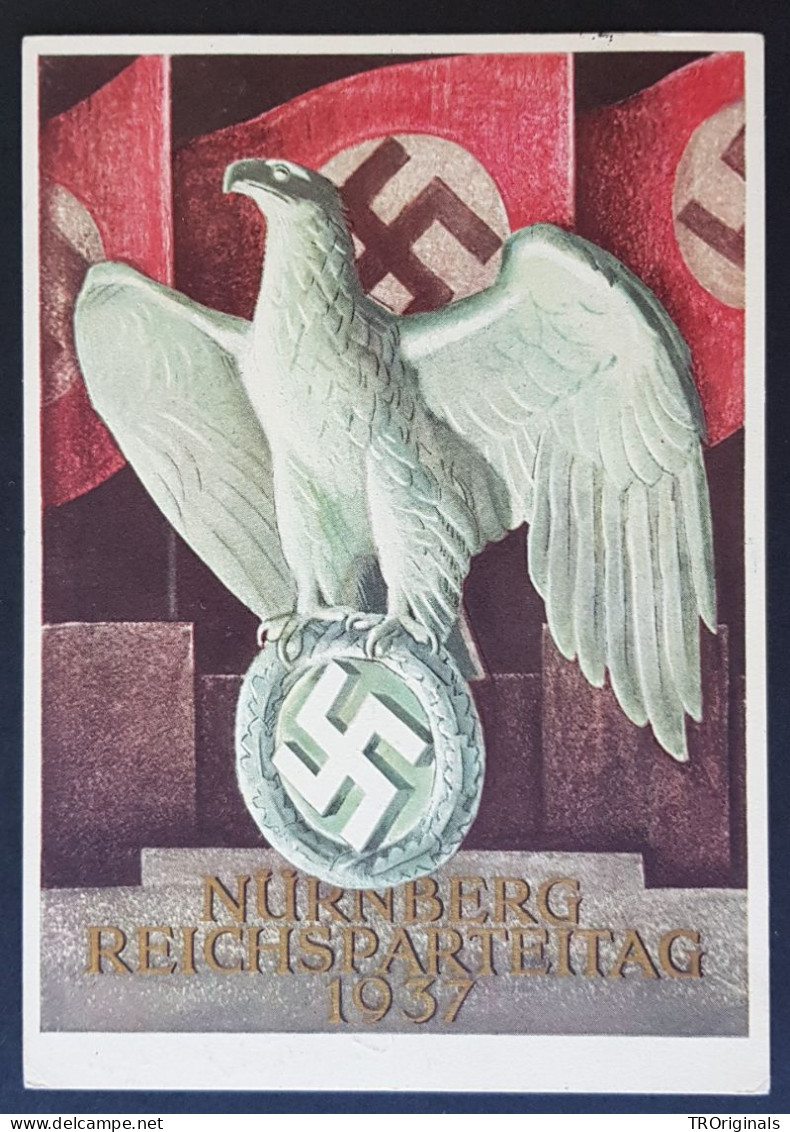 GERMANY THIRD 3rd REICH ORIGINAL POSTCARD NÜRNBERG RALLY 1937 IMPERIAL EAGLE - War 1939-45