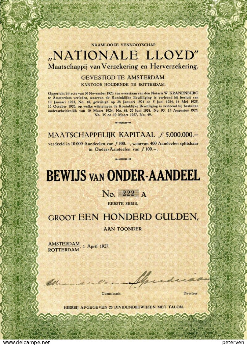 NATIONALE LLOYD - Maatschappij Van Verzekering En Herverzekering - Banca & Assicurazione