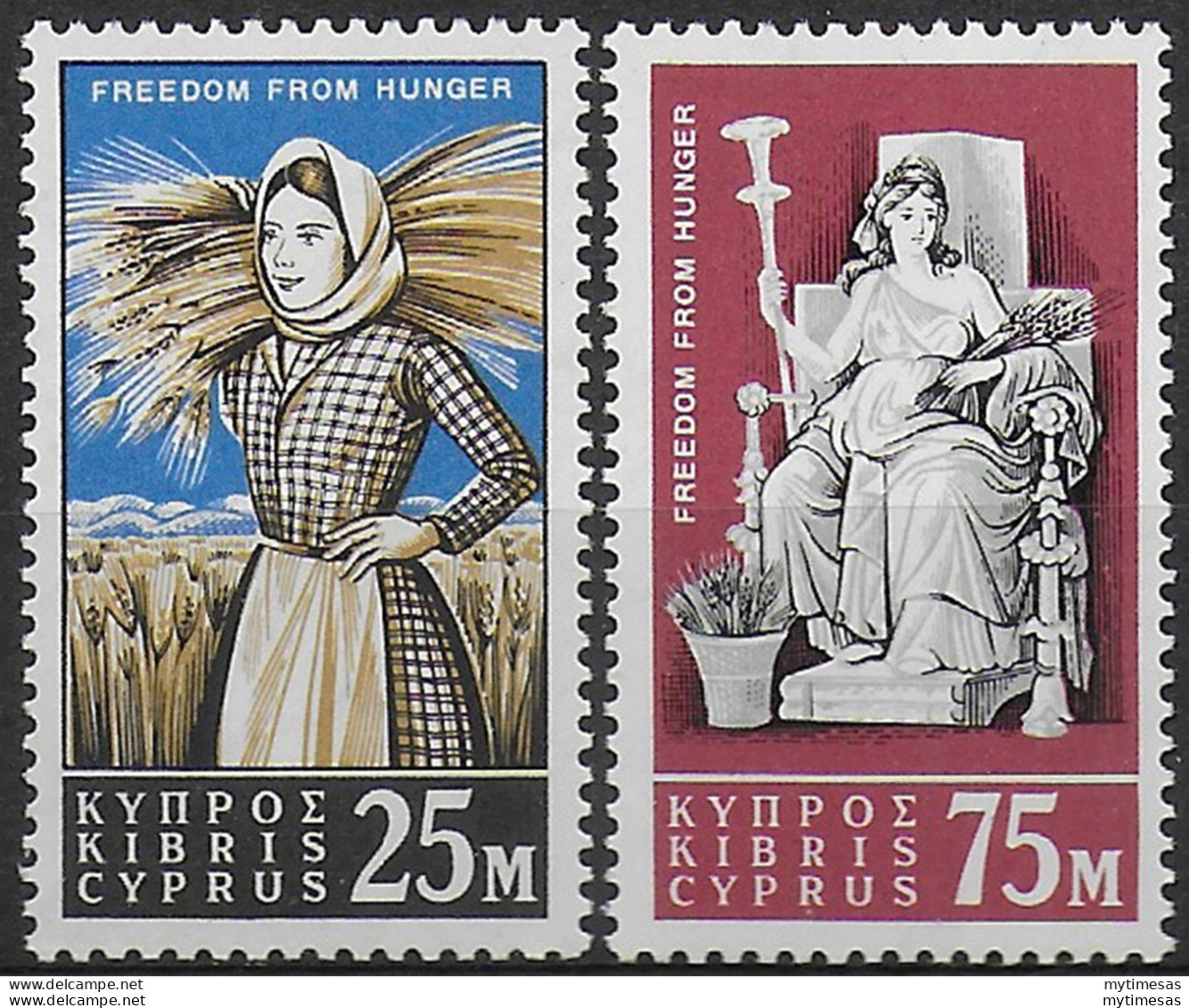1963 Cyprus Freedom From Hungers 2v. MNH SG N. 227/28 - Autres & Non Classés