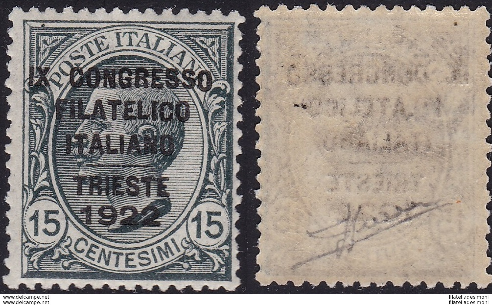 1922 Regno Di Italia, Congresso Filatelico Italiano, N° 124 15 Cent. Grigio MNH - Sonstige & Ohne Zuordnung