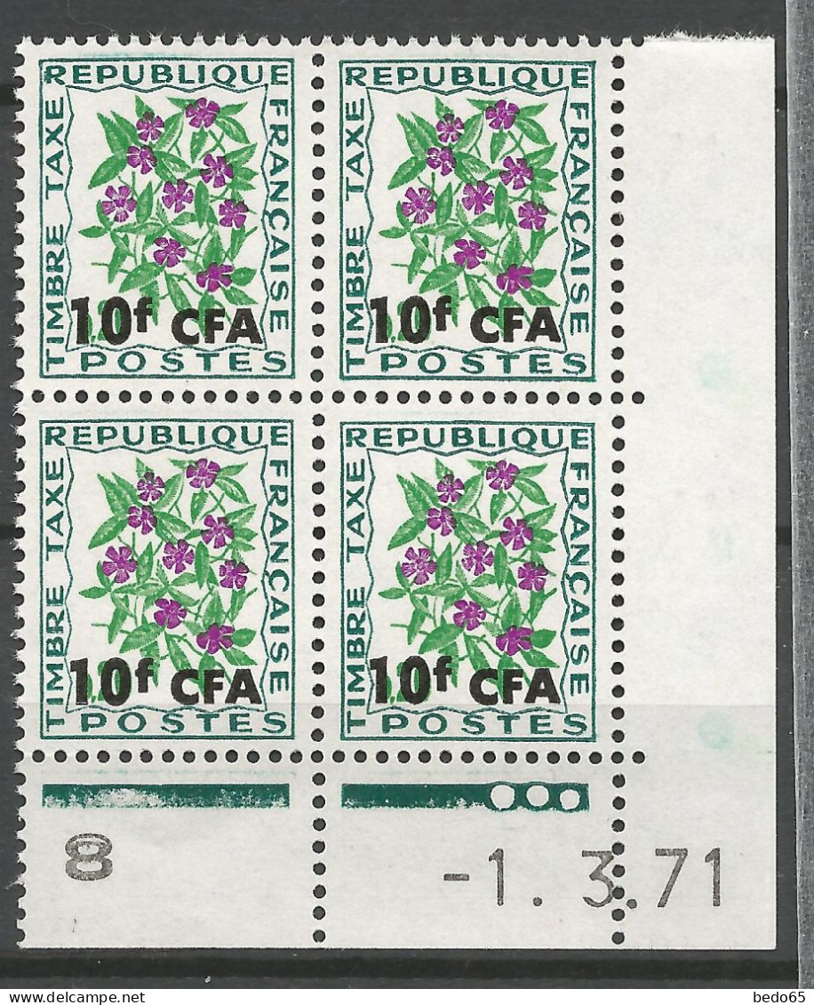 REUNION Taxe N° 54 Bloc De 4 Coin Daté 1/3/71 NEUF** LUXE SANS CHARNIERE NI TRACE / Hingeless  / MNH - Strafport