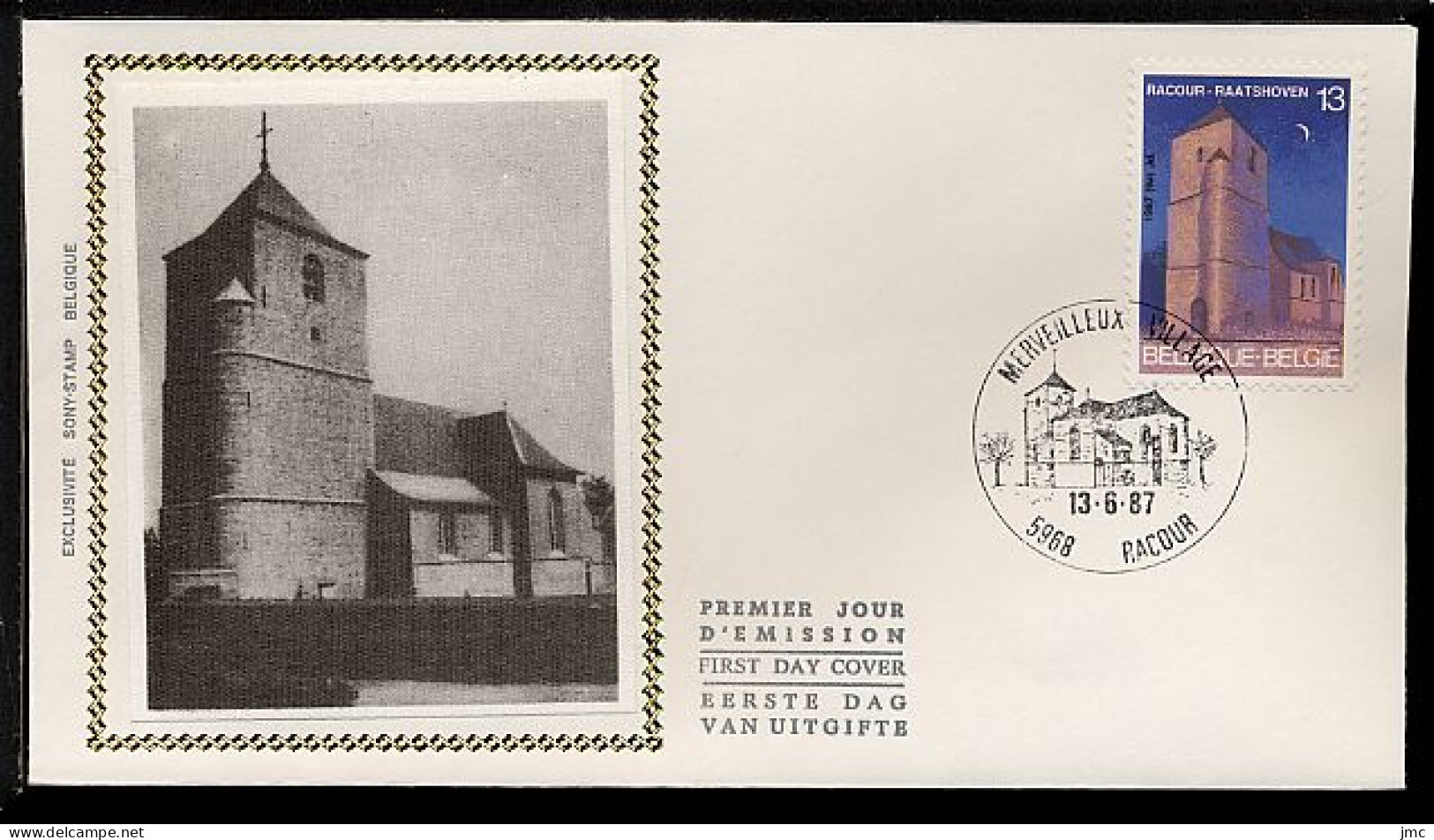 FDC SOIE / ZIJDE 2257 - 13/06/1987 - Touristique Racour (1 Pli, Oblitération 5968 Racour) - 1981-1990