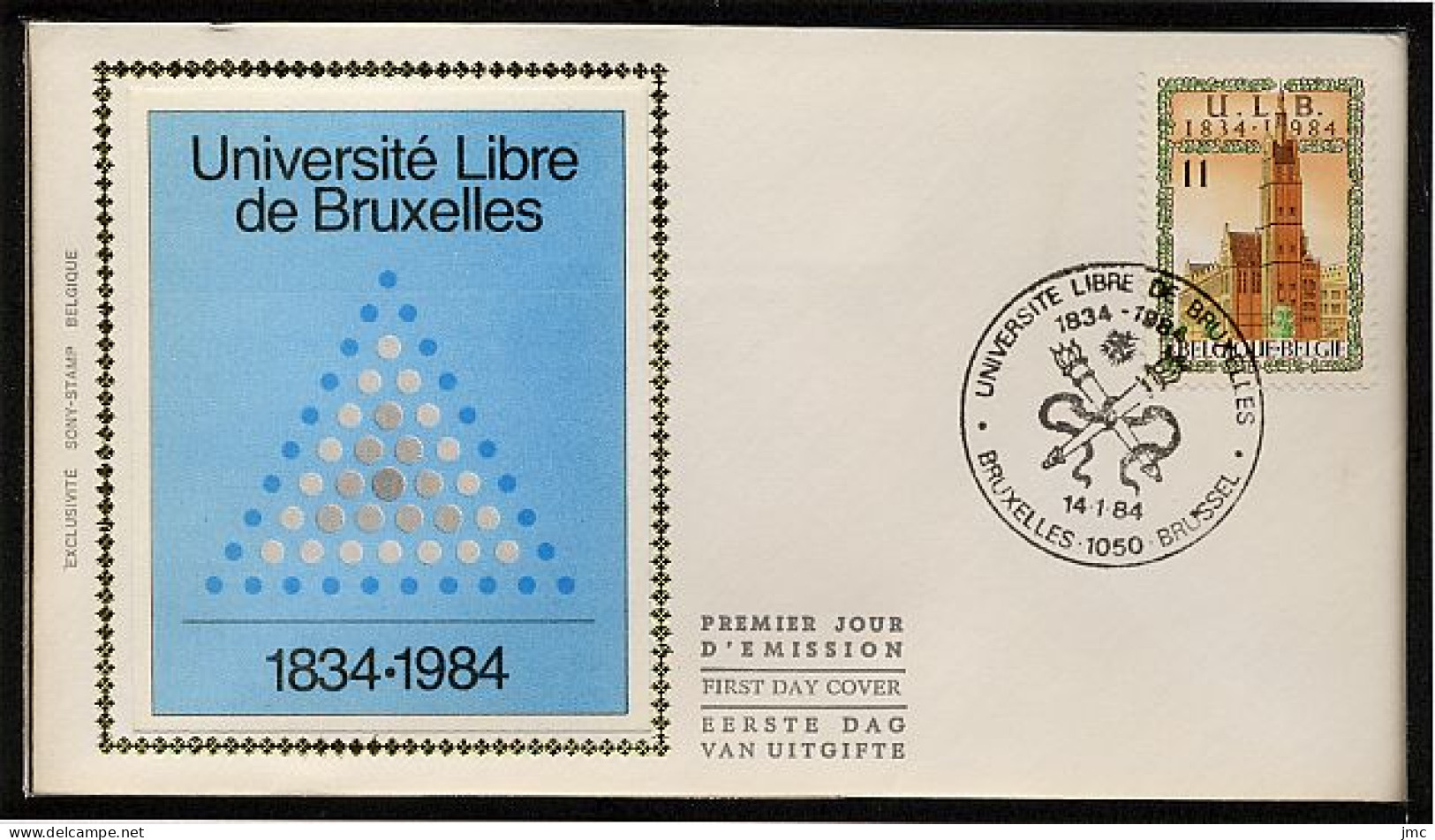 FDC SOIE / ZIJDE 2112 - 14/01/1984 - ULB - Soie Différente - Sigle ULB (1 Pli, Oblitération 1050 Bruxelles) - 1981-1990
