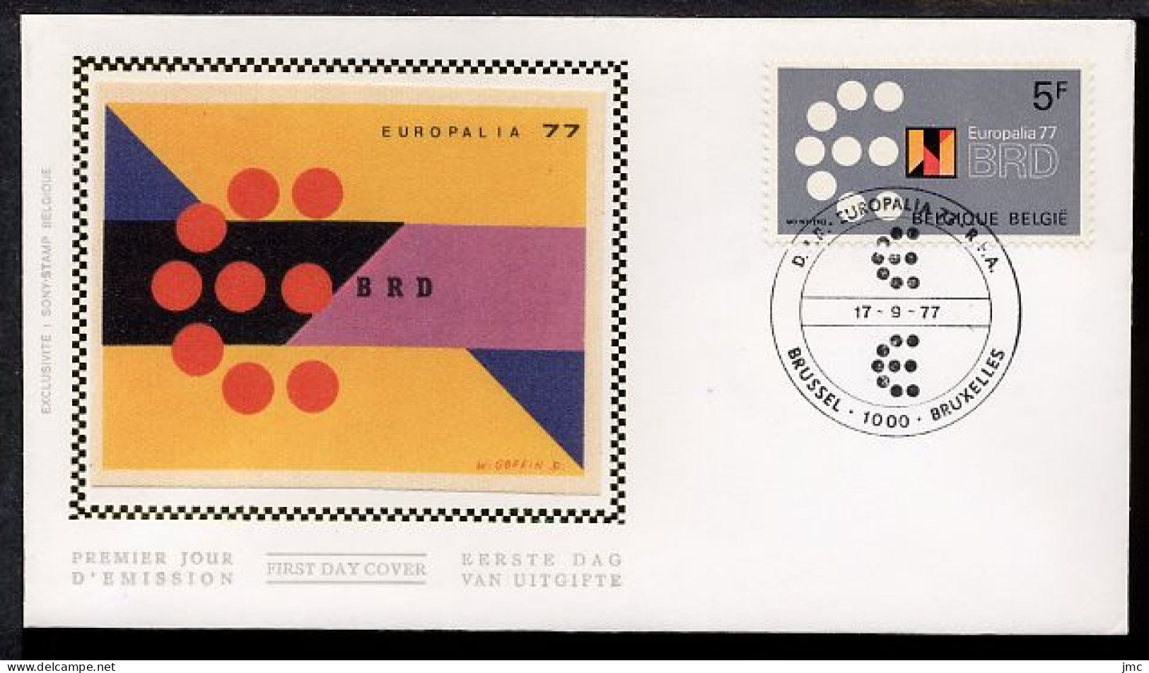 FDC SOIE / ZIJDE 1867 - 17/09/1977 - Europalia 77 (1 Pli, Oblitération 1000 Brussel) - 1971-1980