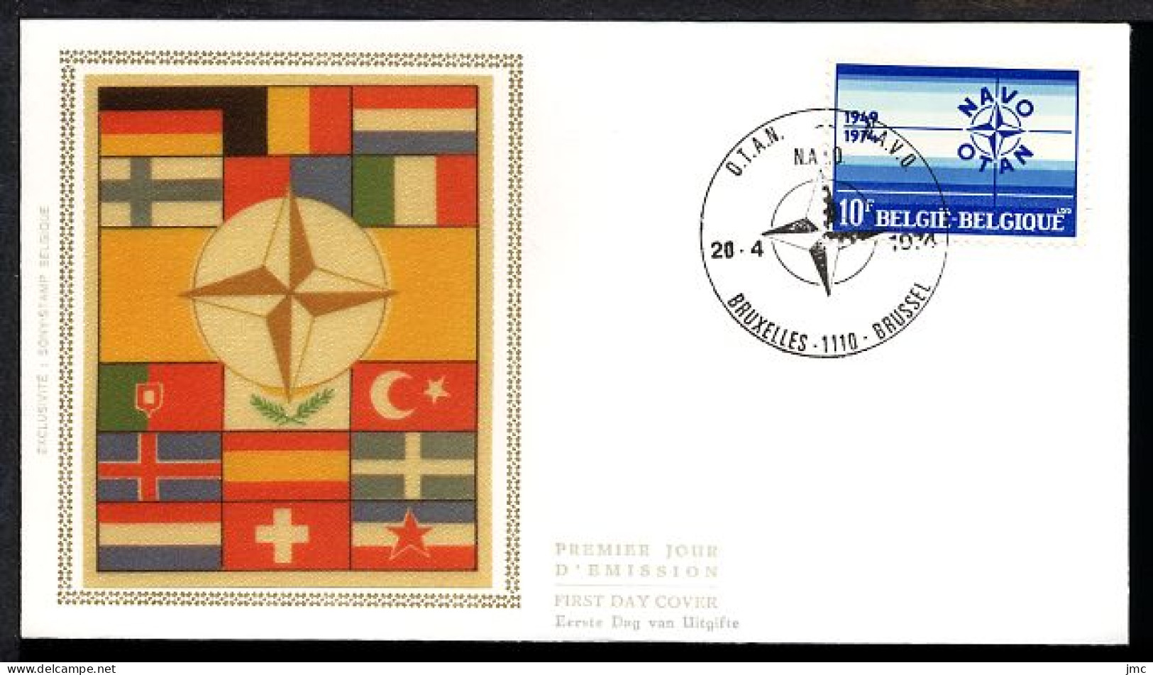 FDC SOIE / ZIJDE 1712 - 20/04/1974 - OTAN - 25ème Anniversaire (1 Pli, Oblitération 1110 Bruxelles) - 1971-1980