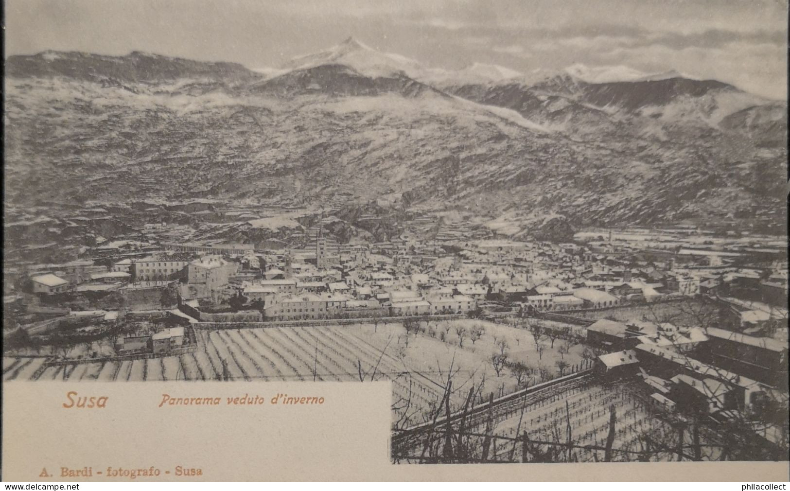 Italy - Piemonte // Susa (Torino) Panorama No. 3.  Ca 1899 Ed. Bardi - Andere & Zonder Classificatie