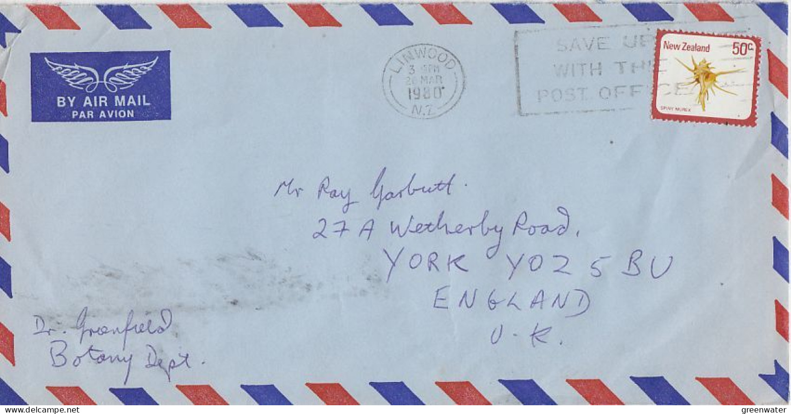 NZ/  Ross Dependency University Of Canterbury Botany Dept Cover + Letter Ca Linwood  26 MAR 1980 (RO210) - Storia Postale