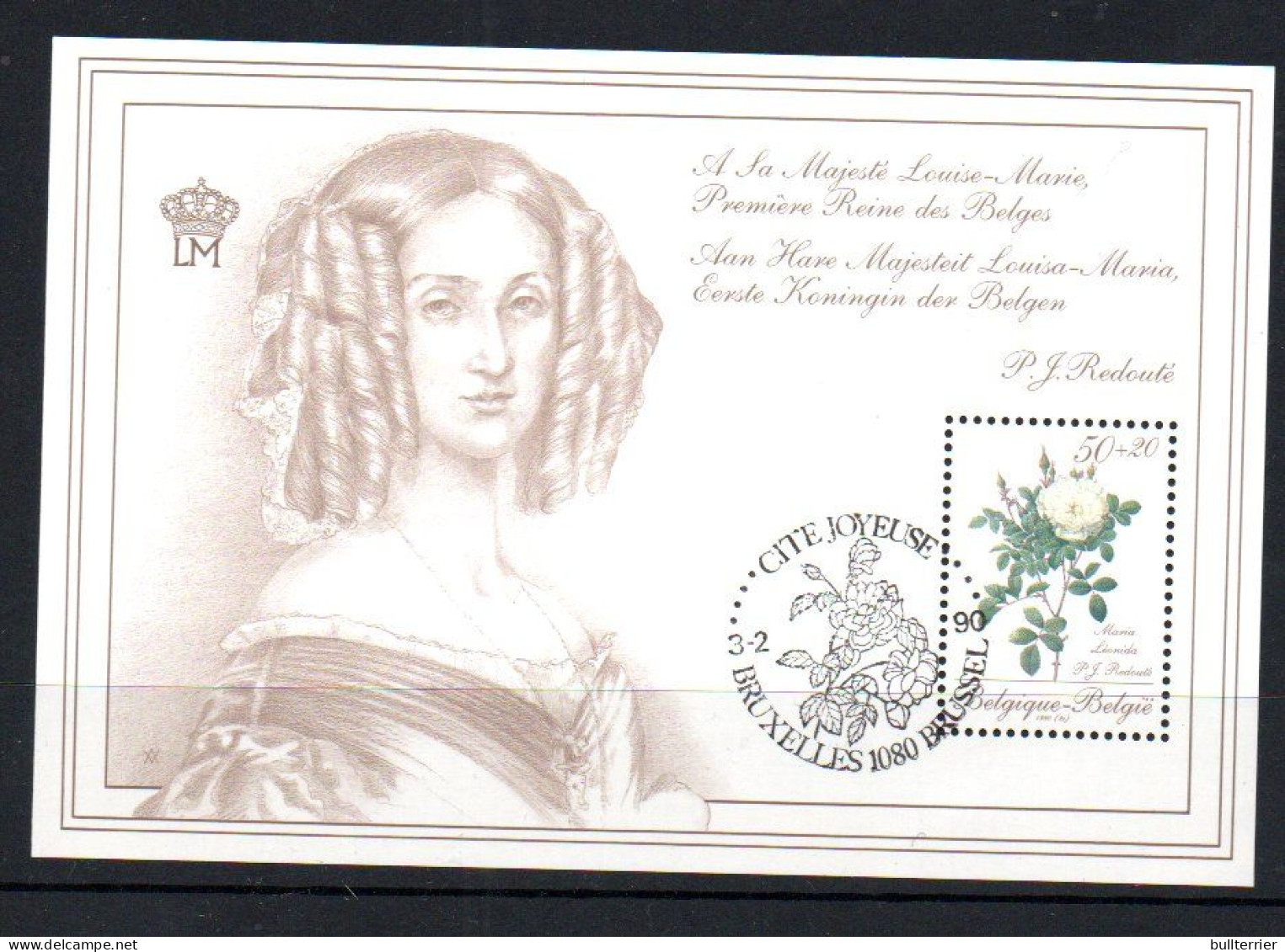 BELGIUM -1990 - ROSES SOUVENIR SHEET FINE USED ,  SG CAT £11 - Used Stamps
