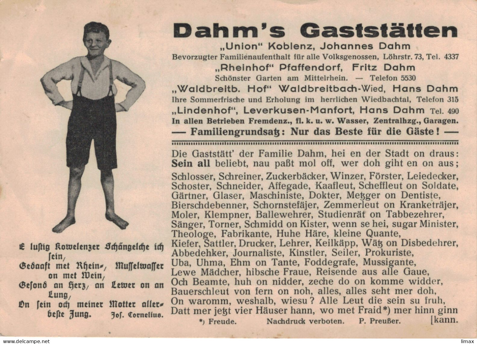 Dahm's Gaststätte - Feldpost Koblenz 1941 > Kallstadt - Mitarbeit Im Roten Kreuz - Feldpost World War II