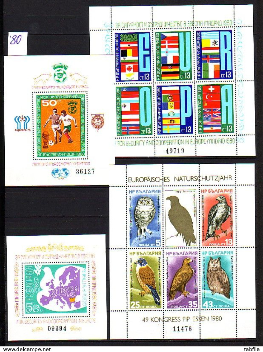 BULGARIE - 1980 - Comp. Mi 2866/2960 + Bl 100/108 + PF 2889 L,ll - Komplette Jahrgänge