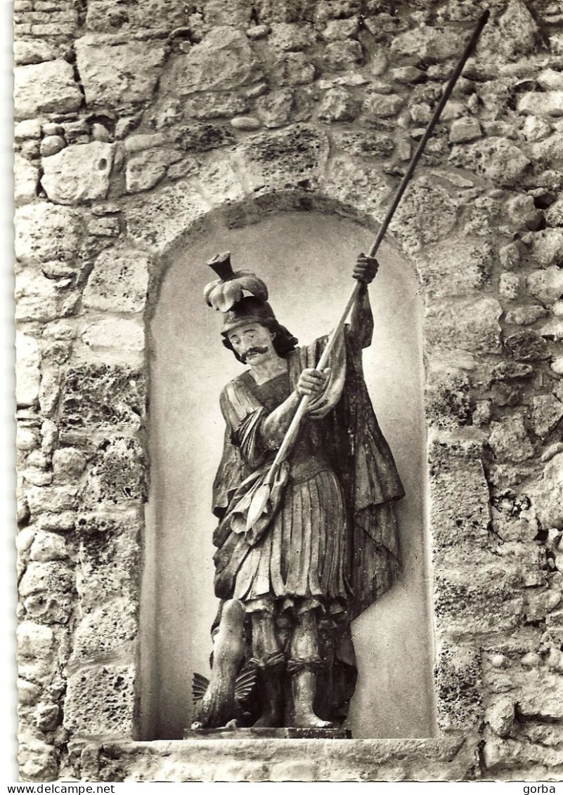 *CPSM - 01 - PEROUGES - Eglise Forteresse Ste Marie-Madeleine - Statue Se St Georges, Patron De Pérouges - Pérouges