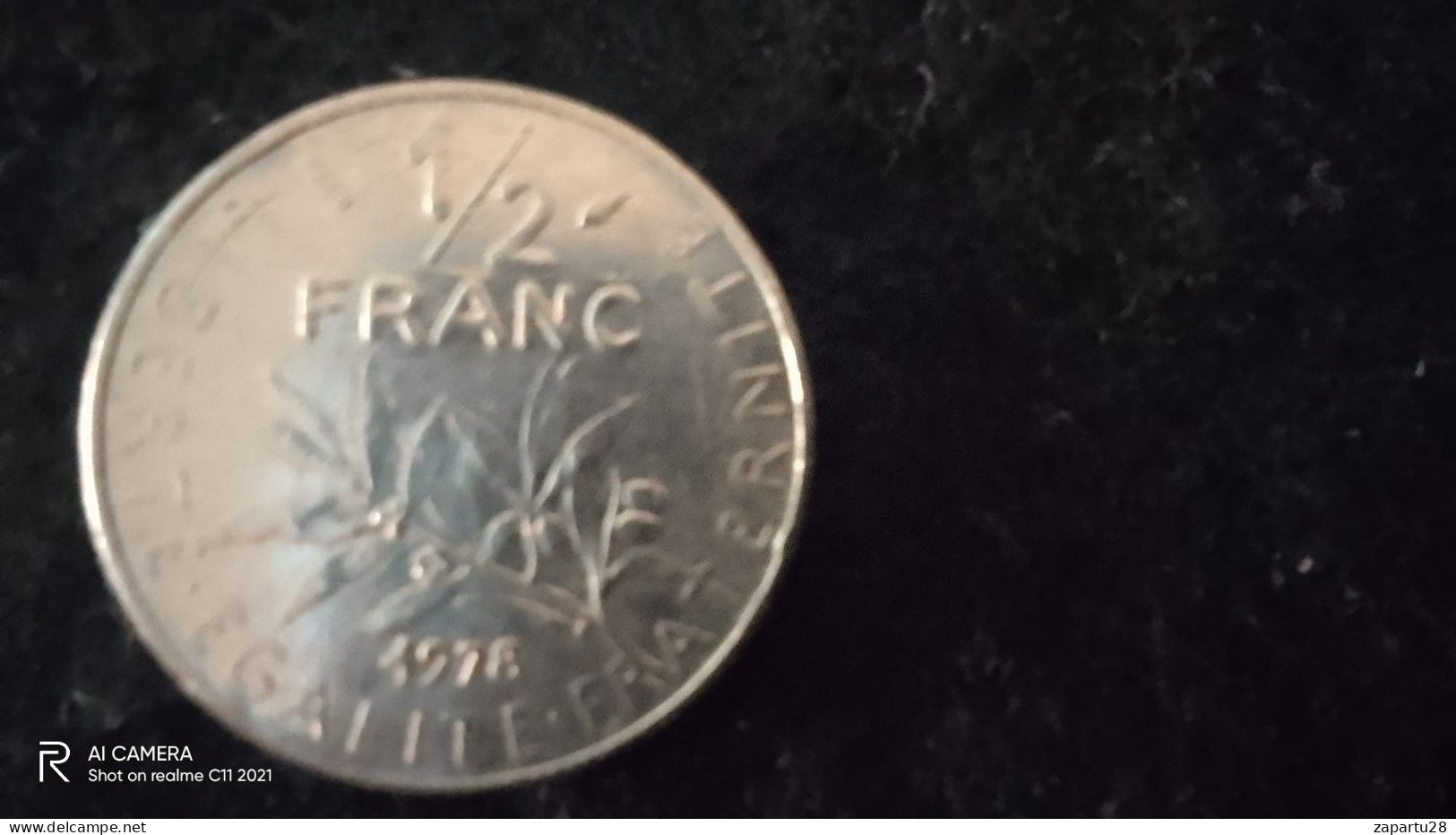 FRANSA-1976--     1/ 2   FRANK      XF- - 2 Francs