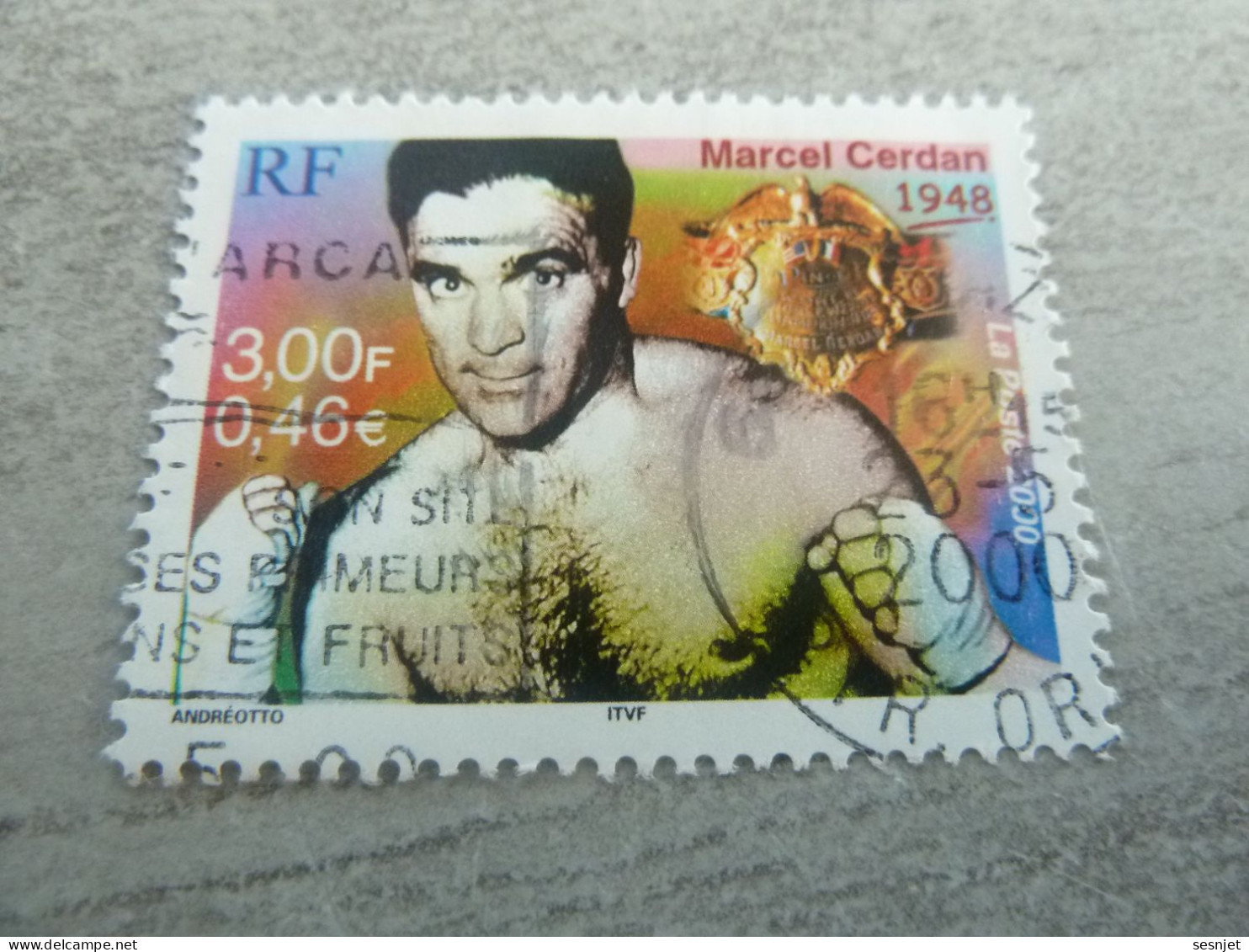Marcel Cerdan (1916-1949) Boxeur - 3f. (0.46 €) - Yt 3312 - Multicolore - Oblitéré - Année 2000 - - Boxen