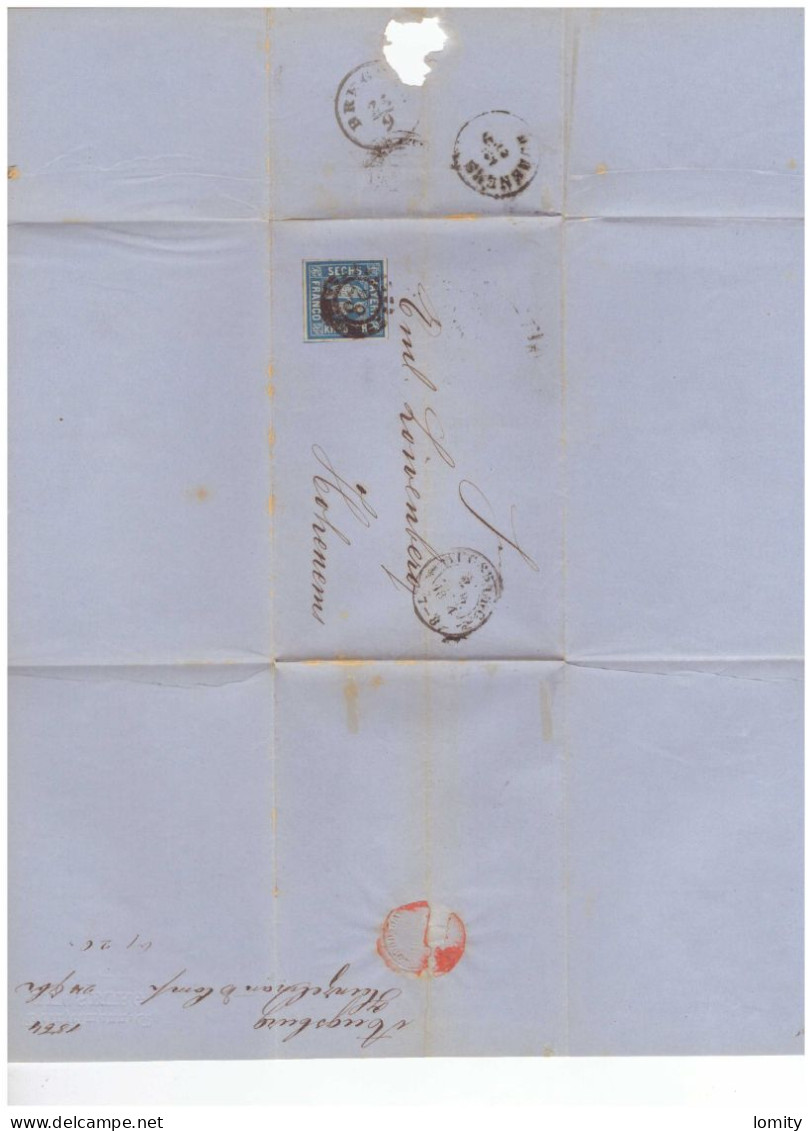 Allemagne Baviere Bayern Lettre 1864 Timbre Y&T N°11 Mi N°10 Brief Cover - Brieven En Documenten