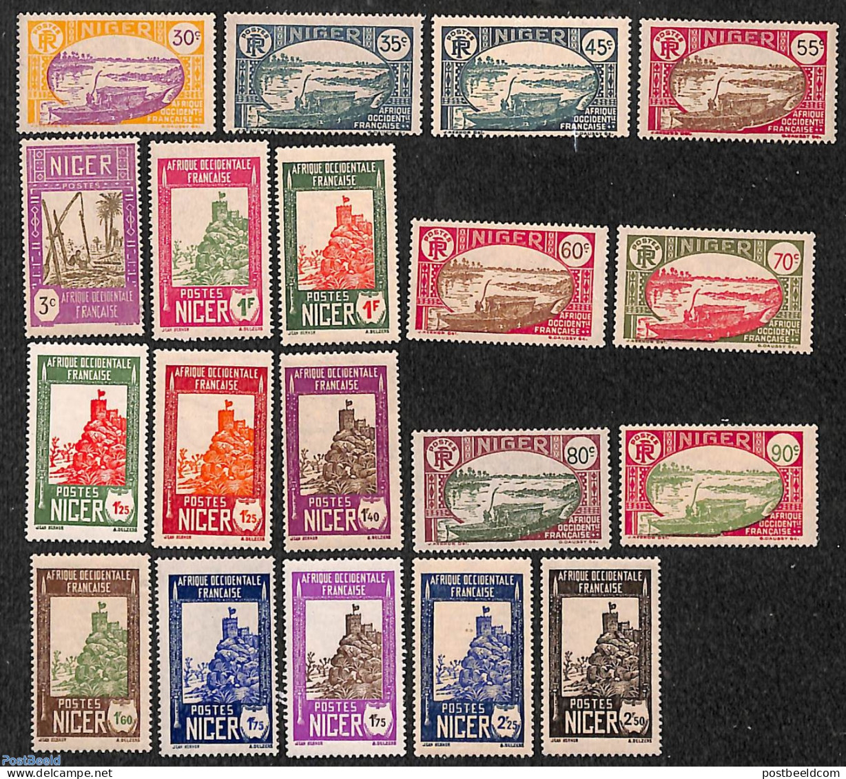 Niger 1933 Definitives 19v, Mint NH, Transport - Ships And Boats - Schiffe
