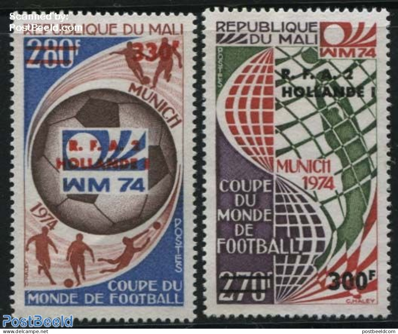 Mali 1974 Football Winners 2v, Mint NH, History - Sport - Netherlands & Dutch - Football - Géographie