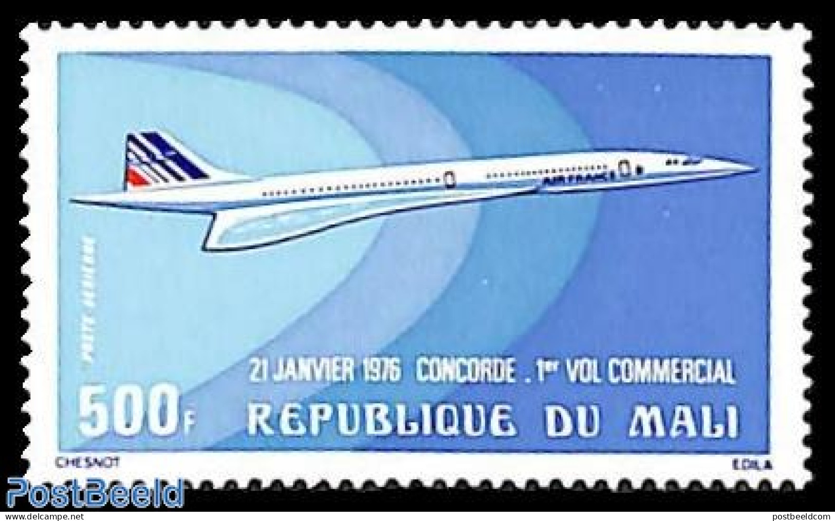 Mali 1976 Concorde 1v, Mint NH, Transport - Concorde - Aircraft & Aviation - Concorde