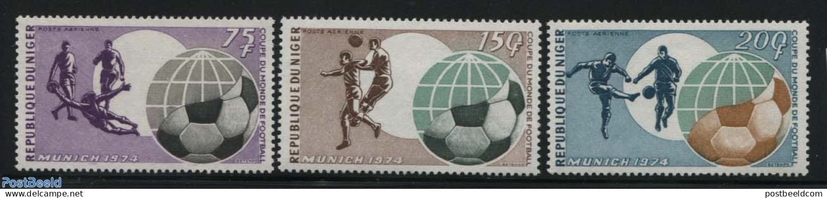 Niger 1974 World Cup Football Germany 3v, Mint NH, Sport - Football - Niger (1960-...)