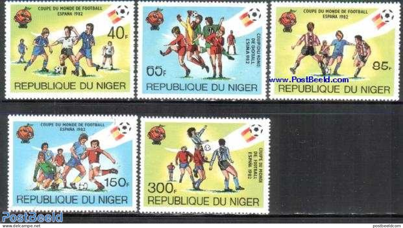 Niger 1981 World Cup Football Spain 5v, Mint NH, Sport - Football - Niger (1960-...)